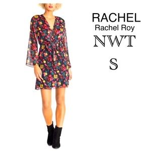 NWT (S) RACHEL Rachel Roy floral shimmer party multicombo bishop sleeve metallic